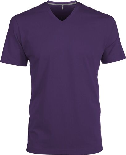 T-Shirt Manches Courtes Col V - K357 - Violet - Homme
