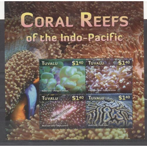 Tuvalu Timbre La Barrière De Corail .