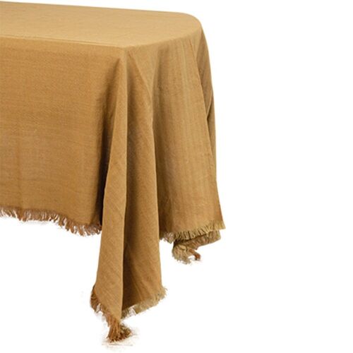 Nappe Coton Effilochée Lavable 1.4x2.4m Camel