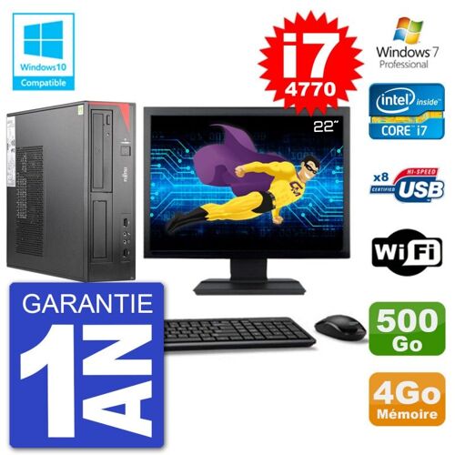 PC Fujitsu Esprimo E520 DT Ecran 22" i7-4770 4Go 500Go Graveur DVD Wifi W7