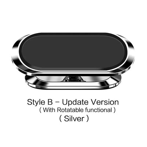 Support De Téléphone Magnétique En Métal 360 Support De Téléphone De Voiture Rotatif Support En Alliage De Zinc Aimant Support De Voiture Support De Téléphone Portable Style B ( Silver )
