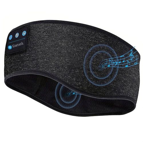 Bandeau De Sauna Sans Fil Bluetooth,Écouteurs De Sport,Bande De Sommeil,Casque Élastique Doux,Masque Pour Les Yeux,Musique,Téléphone--Black