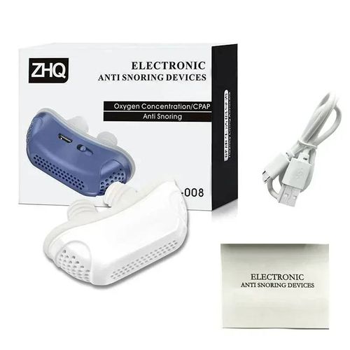 Dispositif Électrique Anti-Ronflement,Bouchon Anti-Ronflement,Pince-Nez,Aide Au Sommeil,Soins,Meilleur Aide À La Respiration,Ventilateur De Sommeil--White Set
