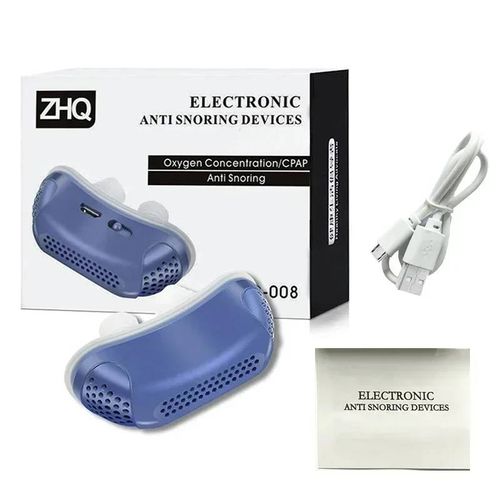 Dispositif Électrique Anti-Ronflement,Bouchon Anti-Ronflement,Pince-Nez,Aide Au Sommeil,Soins,Meilleur Aide À La Respiration,Ventilateur De Sommeil--Blue Set