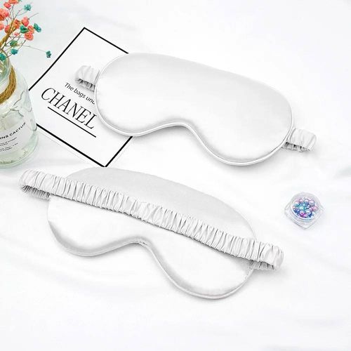 Patch Pour Les Yeux En Imitation Soie,Ombrage,Masque Pour Les Yeux,Couverture De Relaxation De Voyage,Bouclier De Santé Pour Dormir,Outils De Soins Oculaires Doux--White