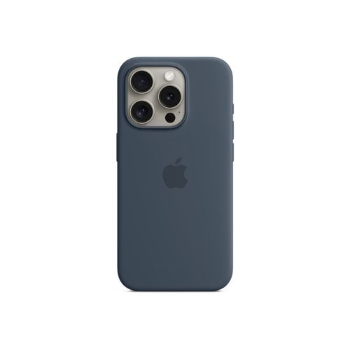Apple - Coque De Protection Pour Téléphone Portable - Compatibilité Avec Magsafe - Silicone - Bleu Tempête - Pour Iphone 15 Pro