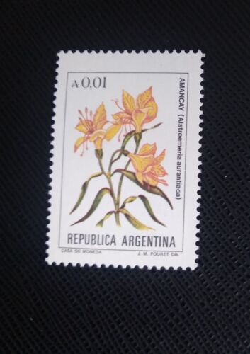 Timbre Argentine Yt 1471 Amancay (Alstroemeria Aurantiaca) 1985 ( 121207 )