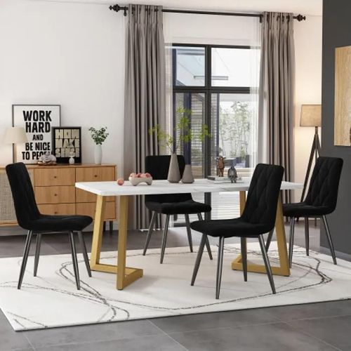 Ensemble De Salle À Manger, (Table De Salle À Manger 117 X 68 Cm Avec 4 Chaises), Table De Salle À Manger Rectangulaire