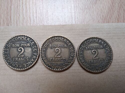 Lot De 3 Pièces De 2 Francs Chambres De Commerce De France