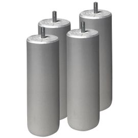 Elea - Jeu De 4 Pieds 20 Cm Gris Argent Pour Sommier Tapissier