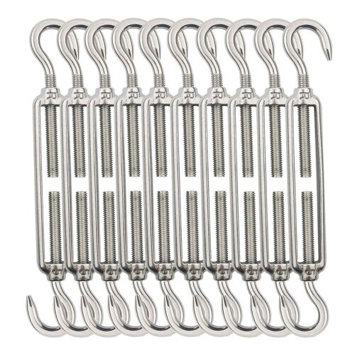 KALANKA-Tendeur Cable Crochet M5 (Crochet et Crochet) Tendeurs de Cable en acier inoxydable 304, Tendeur Cable Inox pour Fil a Linge, Cable Acier, Corde Acier -10 Pièces