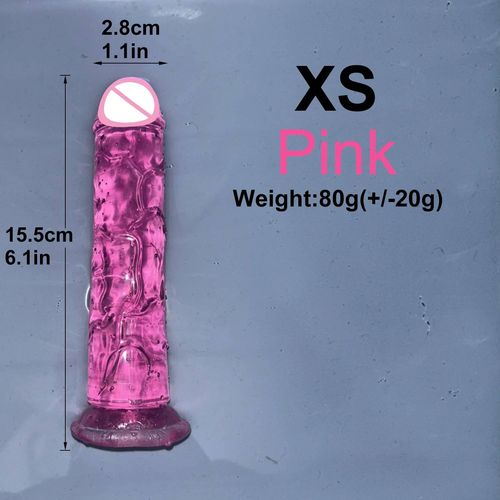 Pas Cher Transparent 5colers Réaliste Gelée Gode Masturbateurs Vaginaux Doux Petit Pénis Femmes Jouets Sexuels Anaux Gay Ventouse Bite--Pink-Xs