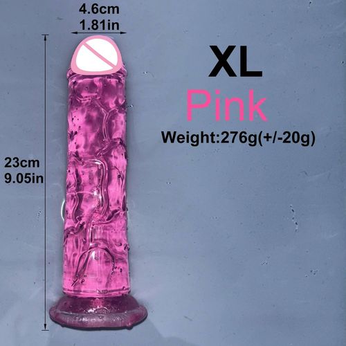 Pas Cher Transparent 5colers Réaliste Gelée Gode Masturbateurs Vaginaux Doux Petit Pénis Femmes Jouets Sexuels Anaux Gay Ventouse Bite--Pink-Xl