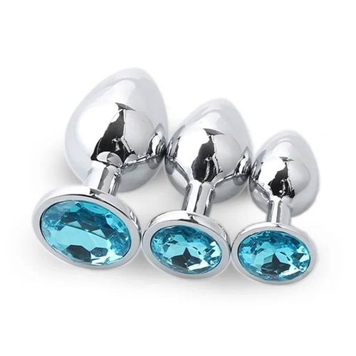 Plug Anal En Métal Pour Hommes Et Femmes, Jouets Sexuels Pour Couples, Masturbateur De Jaune D'oeuf, S, M, L, Diamond Sex Shop, 3 Tailles, Ensemble--975-Light Blue