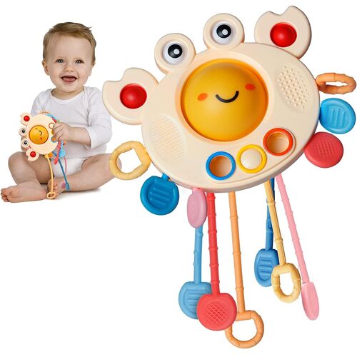 Montessori Jouet Bebe 1 An, Jouet Eveil 6-18 Mois,Silicone Jouet D'apprentissage Et De Dentition Sensoriel, Jouet Bain Pour Bébé,Enfant Cadeau Garçon Fille