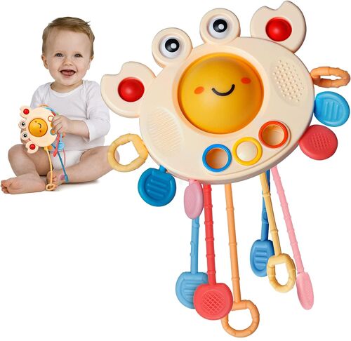 Montessori Jouet Bebe 1 An, Jouet Eveil 6-18 Mois,Silicone Jouet D'apprentissage Et De Dentition Sensoriel, Jouet Bain Pour Bébé,Enfant Cadeau Garçon Fille