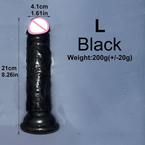 Pas Cher 5 Couleurs Petit Gode Transparent Ventouse Gelée Bite Femmes Érotique Anal Jouets Sexuels Doux Clito Masturbateurs Vaginaux Pénis--Black-L