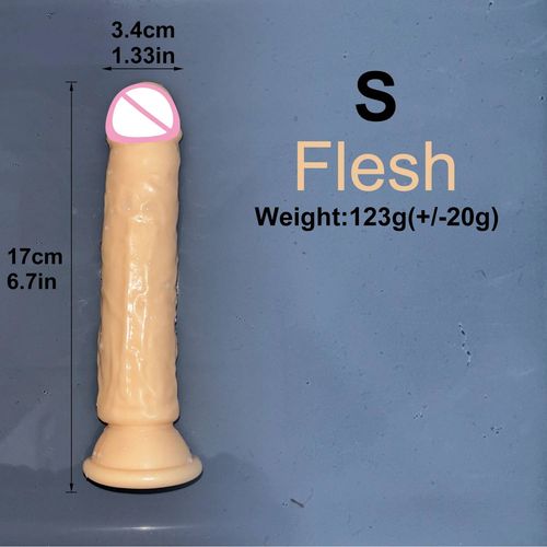 Pas Cher 5 Couleurs Petit Gode Transparent Ventouse Gelée Bite Femmes Érotique Anal Jouets Sexuels Doux Clito Masturbateurs Vaginaux Pénis--Flesh-S
