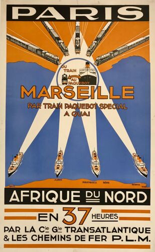 Affiche Paris Marseille Afrique Du Nord En 37 Heures