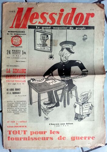 1939 : Vieux Journal "Messidor" De Léon Jouhaux (N°62 Du 19 Mai 1939)