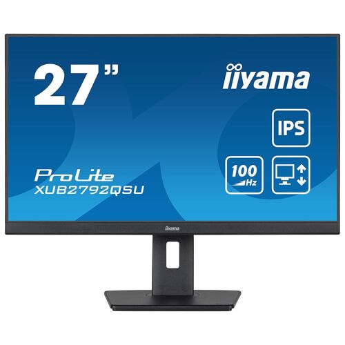 iiyama ProLite XUB2792QSU-B6 - Écran LED - 27" - 2560 x 1440 WQHD @ 100 Hz - IPS - 250 cd/m² - 1300:1 - 0.4 ms - HDMI, DisplayPort - haut-parleurs - noir mat