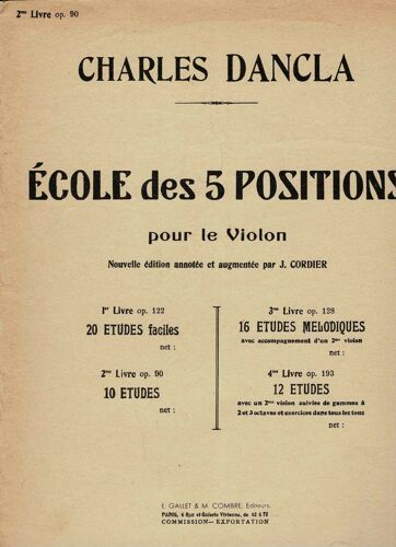 Charles Dancla -Ecole Des 5 Positions - Pour Violon
