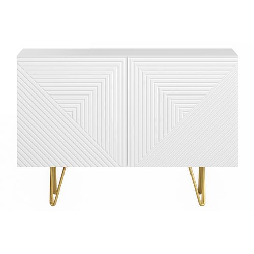 Buffet Design Blanc Et Doré Avec 2 Portes L107 Cm Ozen