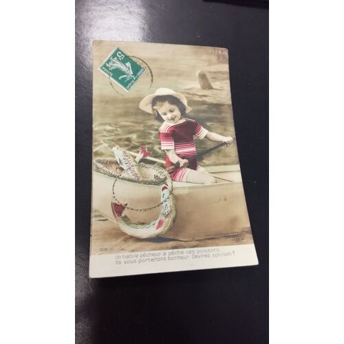 Carte Postale Un Habile Pecheur A Peche En L'état Sur Les Photos