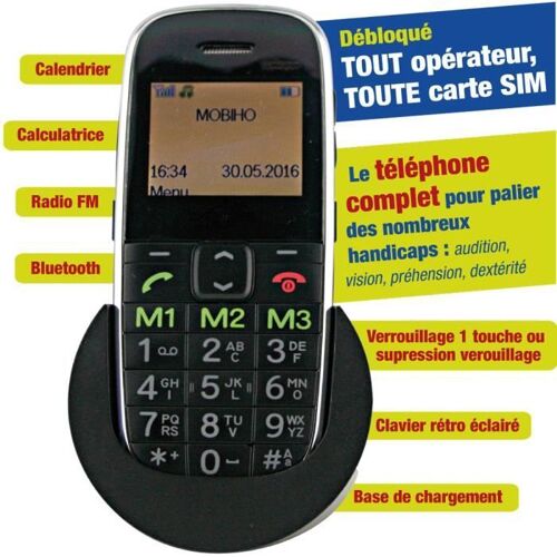 Classic Ultime, touche SOS & Medaillon SOS tour du cou, GPS, Son très fort,Bluetooth, Blocage fonction et menu avec mot de passe