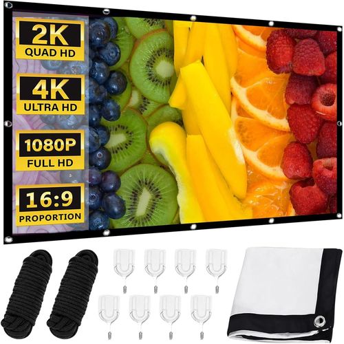 KALANKA-écran de projection HD 100" 16:9 : écran pliable extérieur portable pour montage mural