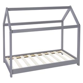 Lit Enfant Maison Lit Cadre En Bois Lit Simple 70x140 Cm Gris Clair