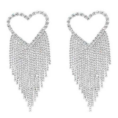 Mode Longue Pleine Strass Boucles D'oreilles Pour Les Femmes Coeur Brillant Cristal Boucles D'oreilles Bijoux Co