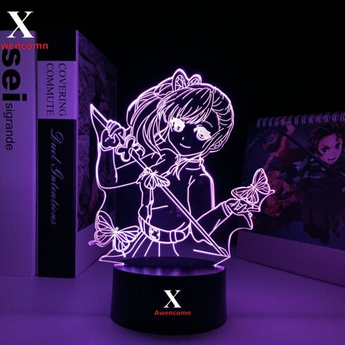 Lampe 3d Anime Demon Slayer Kimetsu No Yaiba Tsuyuri Kanao, Lumière Pour Décor De Chambre À Coucher, Lampe Manga Cadeau D'anniversaire Pour Enfants