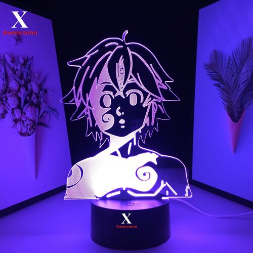 Veilleuse Décorative En Acrylique Avec Les Sept Signes Destructeurs De Meliodas, Pour Chambre À Coucher, Lampe De Table, Gadget Manga Pour Enfants, Cadeau