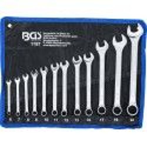 Jeu de 12 clés mixtes 6 à 22 mm forgé à chaud extrémité 12 pans incliné 15° BGS technic