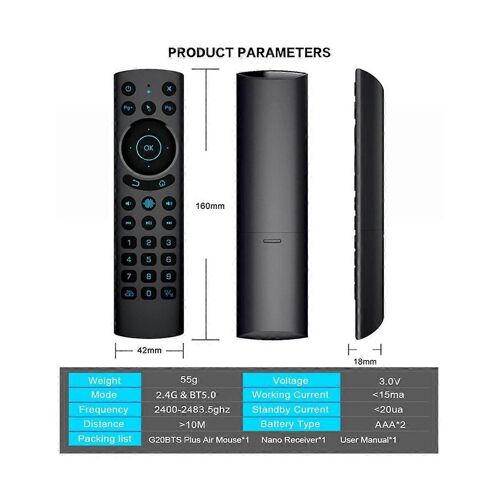 G20S PRO BT 2.4G Sans Fil Voix Rétro-Éclairé Air Souris Gyroscope IR Apprentissage Télécommande pour Double Mod