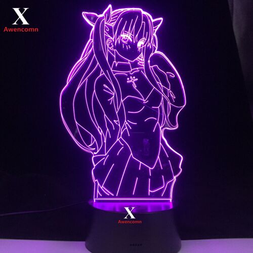 Lampe De Nuit De Séjour De Destin D'anime Tohsaka Lampe 3d De Veilleuse De Cadeau D'anniversaire Pour La Décoration De Chambre D'enfants Lampe De Manga De Rin Tohsaka