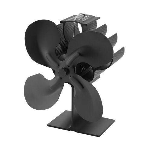 Noir 4-lames - Ventilateur de cheminée à 4 à 5 lames, poêle à chaleur, brûleur à bois, Ecofan, ventilateur de cheminée silencieux pour la maison, aide à brûler les outils de Barbecue