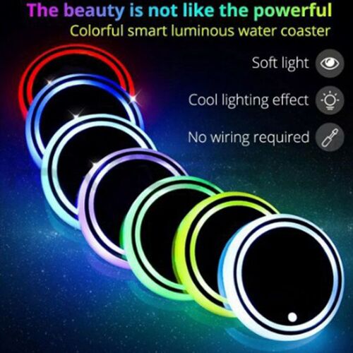 Porte-Gobelet Universel Led Pour Voiture, 1 Pièce, Tapis Antidérapant, Dessous De Verre Coloré