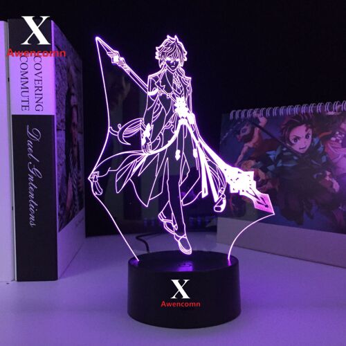 Veilleuse Led En Acrylique, Figurine De Dessin Animé, Zhongli Xiao, Lampe De Table Pour La Décoration De La Maison, Lampe Cadeau Cool
