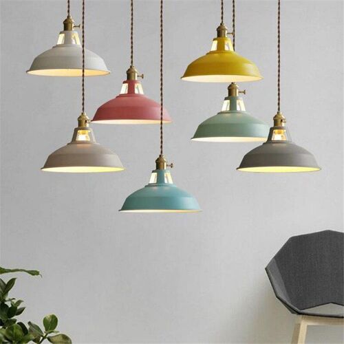 Lampe Suspendue Colorée Vintage Style Industriel Rétro, Luminaire Décoratif D'intérieur, Idéal Pour Une Cuisine Ou Un Restaurant, 20 Unités
