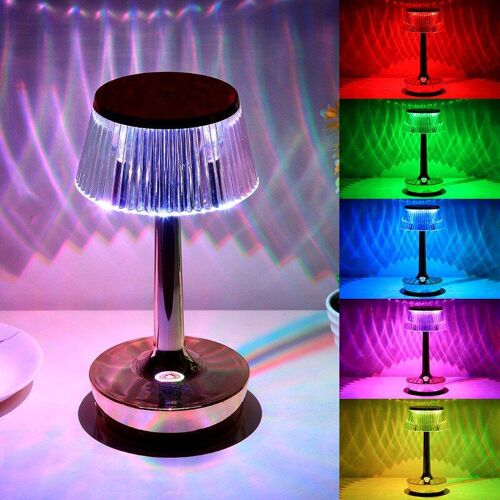 Lampe Led De Table En Cristal Et Diamant, Rechargeable Par Usb, Lumière À Intensité Tactile, Luminaire Décoratif D'intérieur, Idéal Pour Une Chambre À Coucher Ou Un Chevet, 16 Couleurs, 20