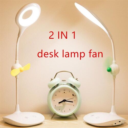 2 En 1 Usb Rechargeable Pliable Tactile Ventilateur Lampe De Bureau Livre La Protection Oculaire Légère Lumière Trois Vitesses Pour Chambre Salon Lumière 40
