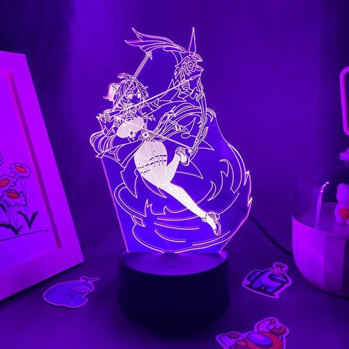 Lampe 3d À L'effigie De La Figurine Ganyu Impact, Luminaire Décoratif D'intérieur, Idéal Comme Cadeau D'anniversaire Pour Une Salle De Jeux Ou Une Table
