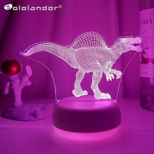 Lampe De Table En Forme De Dinosaure 3d À Led En Acrylique, Veilleuse Tactile, 7 Couleurs Changeantes, Cadeau De Noël, Jouet Décoratif Pour Chambre D'enfant, Nouveauté