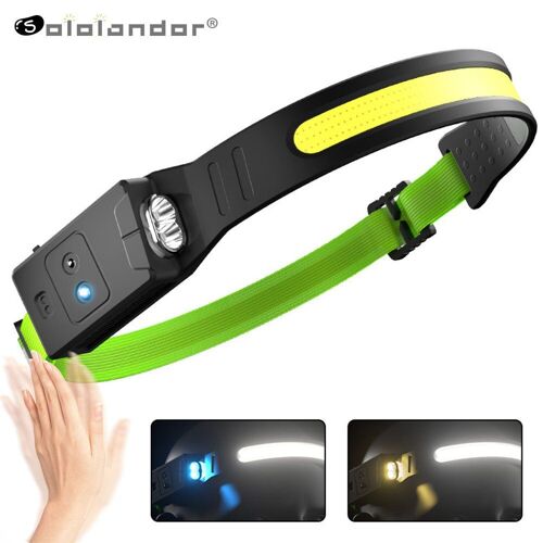 Lampe Frontale Intelligente Cob En Silicone À Induction, Forte Charge, Portable, Idéale Pour La Pêche Ou La Course À Pied, Usage Extérieur