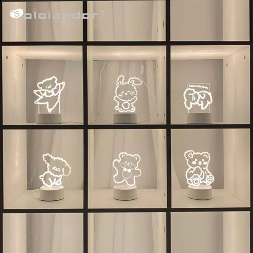 Lampe Led 3d Stéréo En Acrylique, Lumière Blanche Chaude, Luminaire Décoratif D'intérieur, Idéal Pour Un Bureau, Une Chambre À Coucher, Ou Comme Cadeau De Vacances Ou D'anniversaire Pour Un Enfant, No