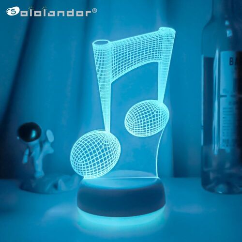 Lampe Led 3d Avec Note Musicale, Veilleuse Créative À 7 Couleurs Changeantes, Luminaire Décoratif D'intérieur, Idéal Pour Une Chambre D'enfant Ou Comme Cadeau De Noël