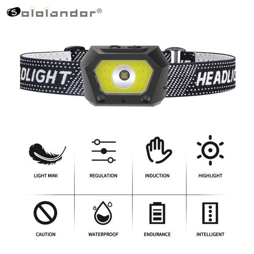 Lampe Frontale Led À Induction Intelligente, Rechargeable Par Usb, Xpg, Éclairage D'extérieur À Haute Luminosité, Idéale Pour La Pêche, Le Camping Ou La Course Nocturne