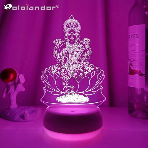 Lampe Led 3d À 7 Couleurs Changeantes, Ambiance Chaleureuse, Déesse De La Richesse Indienne, Luminaire Décoratif D'intérieur, Idéal Pour Un Bureau Ou Une Chambre À Coucher